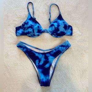 Electric Blue & Light Blue Tie Die Bikini